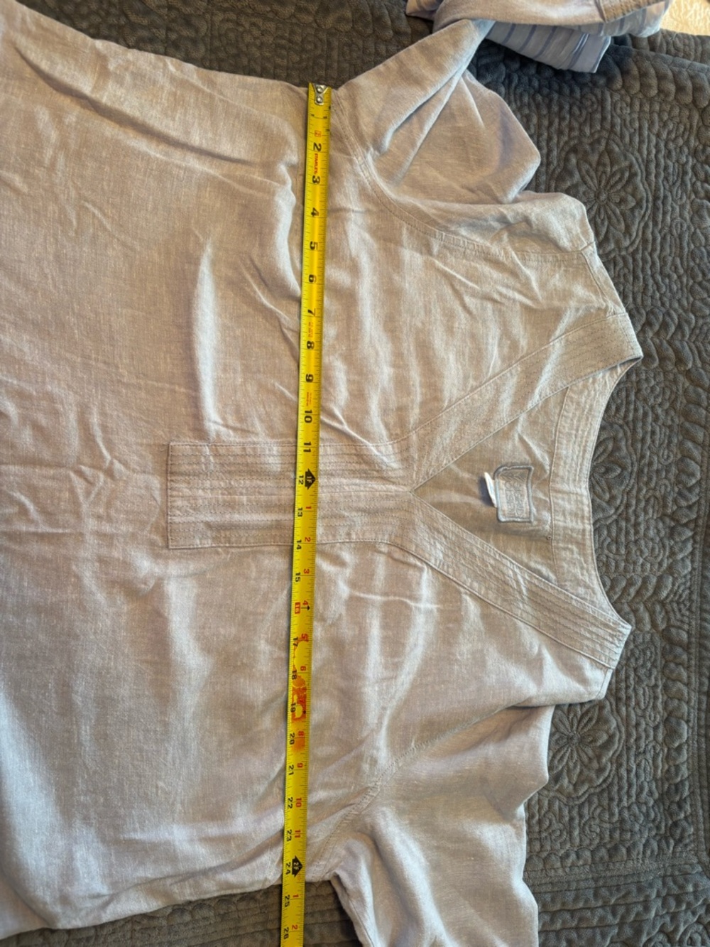 Sigrid Olsen Light Blue V-Neck Tunic with Side Button Detail - Picture 9 of 11